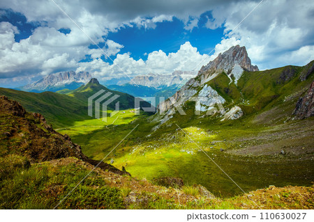 landscape with mountains, hills, clouds and rocks landscape with mountains, hills, clouds and rocks 110630027