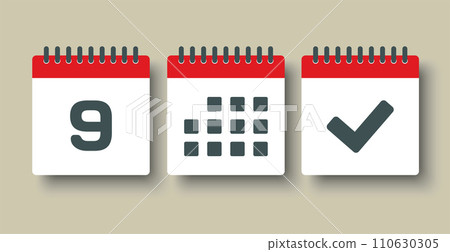 Vector icon page calendar - 9 day, agenda, done 110630305