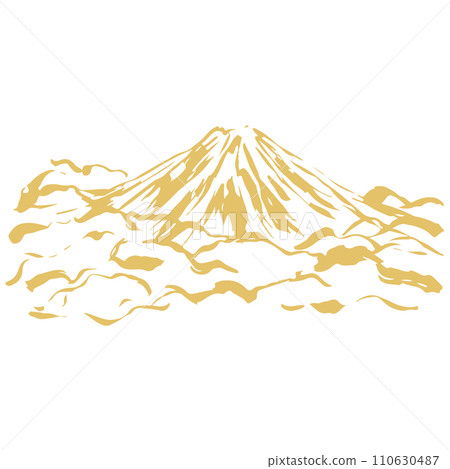 Golden mountain and cloud illustration material vector 110630487