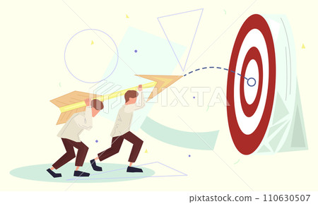 Goal illustration. People, target, arrow. Editable vector graphic design. 110630507