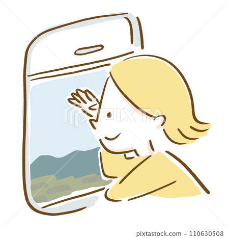 女旅客從車窗看風景 110630508