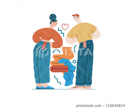 Valentine: Perfect Fit - modern flat vector...-插圖素材 [110630654] - PIXTA圖庫