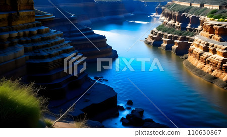 The banks of the Colorado River at the Grand Canyon, Arizona, USA. AI generated 110630867