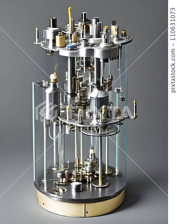 Electronics unit on electronic tubes from a military radio station. Generative AI 110631073