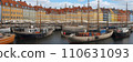 Denmark, the city of Copenhagen, Nyhavn, a historic district with colourful houses, cafes and streets. AI generated 110631093