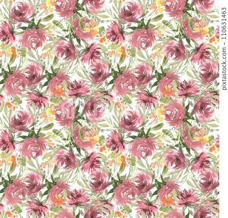 Watercolor floral pattern with aster and mimosa. Isolated hand painted design. Botanical illustration for wedding design, greeting cards, March 8, Mother's Day, logos, posters. 110631463