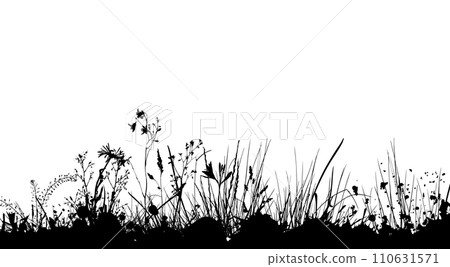 Grass silhouette. hand drawing. Not AI, Vector illustration Grass silhouette. hand drawing. Not AI, Vector illustration 110631571