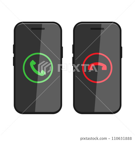call ring phone icon on smartphone shape icon set vector flat illustration 110631888
