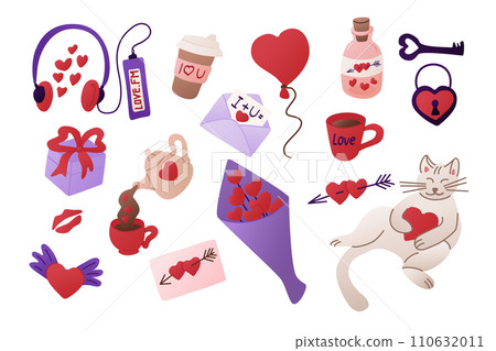 Big romantic set of elements for Valentines day Big romantic set of elements for Valentines day 110632011