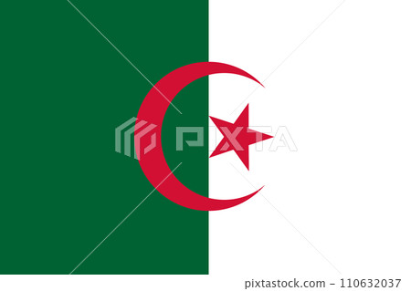 Flag of Algeria. Algeria flag on fabric surface. Algerian national flag 110632037