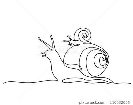 Snail mother with baby. Family love. Mothers day concept 110632095