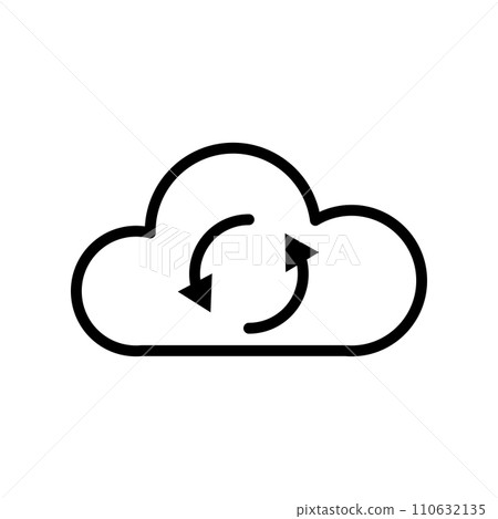 Vector black line icon update cloud isolated on white background 110632135