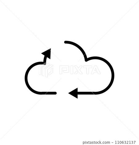 Vector black line icon network cloud isolated on white background Vector black line icon network cloud isolated on white background 110632137