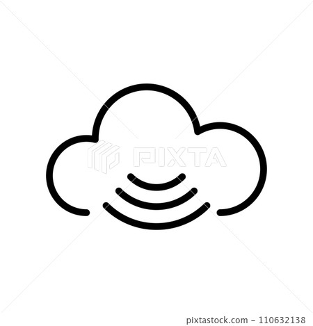 Vector black line icon wireless cloud isolated on white background Vector black line icon wireless cloud isolated on white background 110632138
