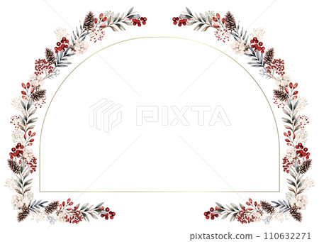 Stylish plant and small flower frame design. white background Stylish plant and small flower frame design. white background 110632271