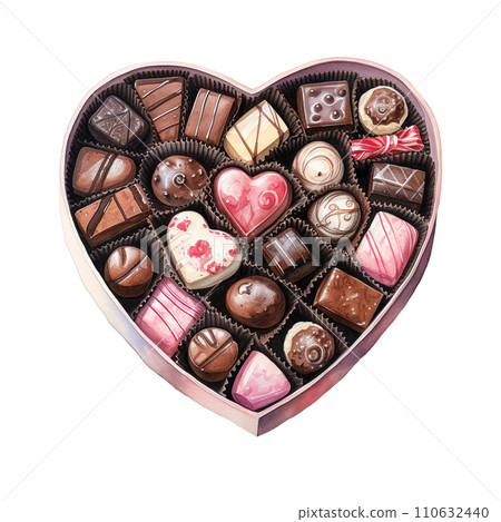 Heart Shaped Box Filled with Chocolates. AI Generated Image Heart Shaped Box Filled with Chocolates. AI Generated Image 110632440
