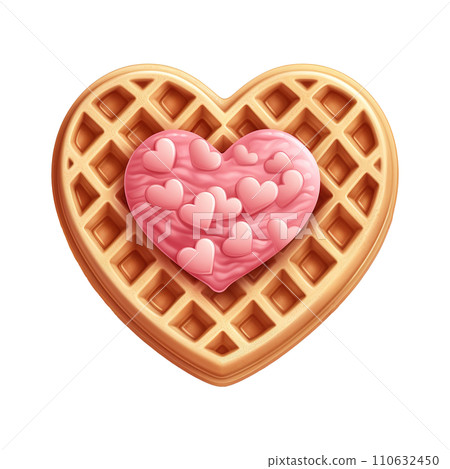 Waffle with Pink Icing and Hearts. AI Generated Image Waffle with Pink Icing and Hearts. AI Generated Image 110632450