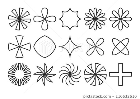 Brutalist abstract geometric outline shape collection. Vector set. Brutalist abstract geometric outline shape collection. Vector set. 110632610