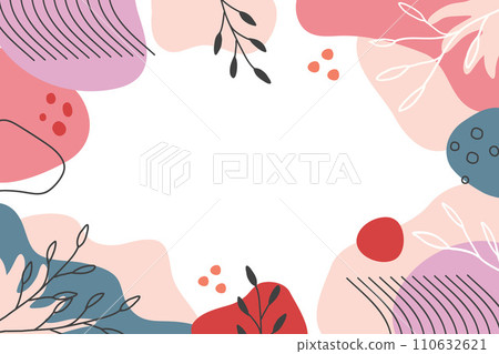 Hand-drawn botanical minimalist abstract retro background. Vector illustration. Hand-drawn botanical minimalist abstract retro background. Vector illustration. 110632621