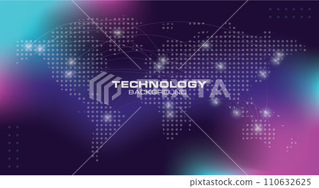 Dotted worldwide network gradient background. Network technology. 110632625