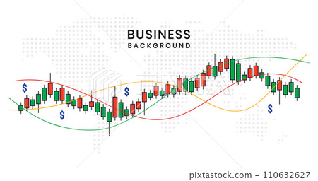 Line chart, bar chart, and candlestick chart on a business background 110632627