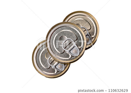 Round metal can with canned fish or meat with a key Round metal can with canned fish or meat with a key 110632629