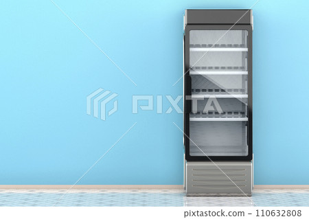 Glass Display Fridge in interior, 3D rendering 110632808