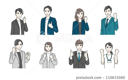Illustration set of business people of various occupations smiling and giving a good sign 110633080