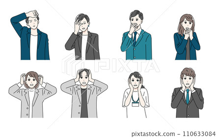 Illustration set of business people of various occupations who are shocked Illustration set of business people of various occupations who are shocked 110633084