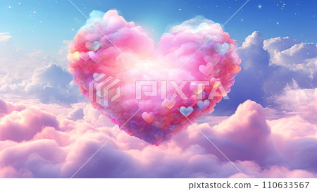 Big Heart made of small hearts in the clouds. Valentine's Day as an abstract background. Big Heart made of small hearts in the clouds. Valentine's Day as an abstract background. 110633567