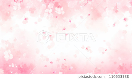 Beautiful illustration background of watercolor cherry blossom flowers 110633588