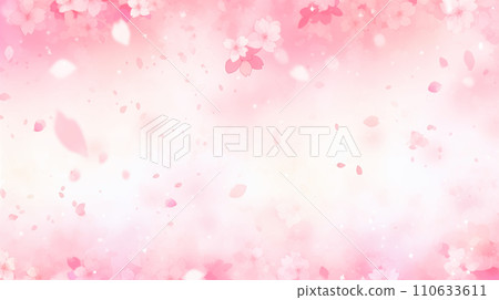 水彩櫻花花的美麗插畫背景 水彩櫻花花的美麗插畫背景 110633611