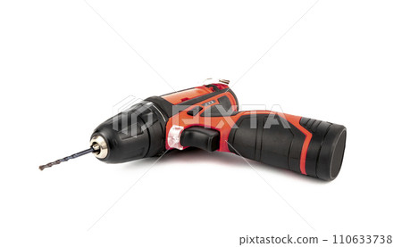 A cordless screwdriver isolated on a white background. Concept of construction, electrical equipment, and tools. 110633738