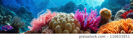 Banner with ocean reef with corals 110633851