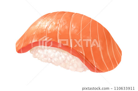 鮭魚握壽司插畫手繪素材 110633911