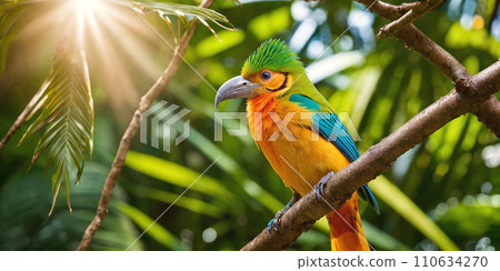 Tropical bird in wild jungle 110634270