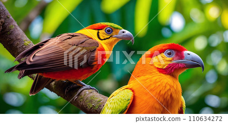 Tropical birds in wild jungle 110634272