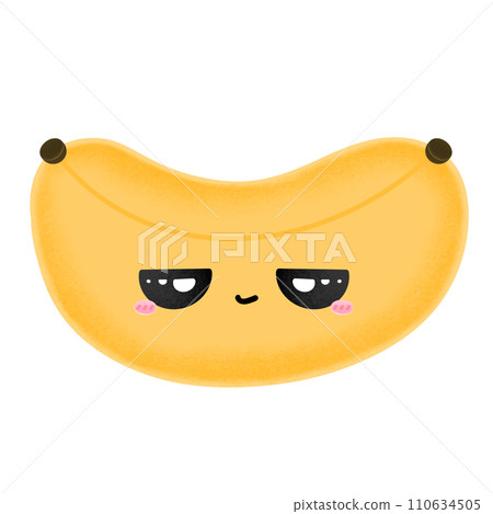 Cute Banana Emoji Mascot Character Kawaii Cartoon illustration Banana Emotional Banana Adorable Face Kawaii Banana Banana Bored Face 110634505