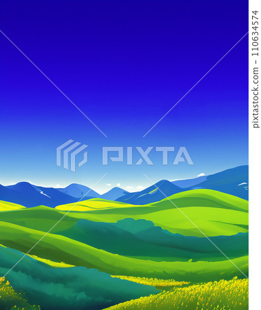 Illustration of blue sky and meadow 110634574