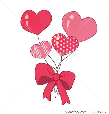 heart balloon with red ribbon heart balloon with red ribbon 110635397