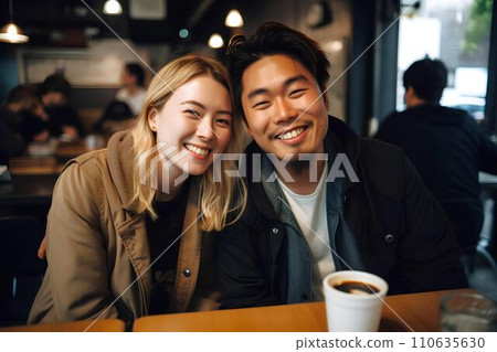 Couple dating at a cafe AI generated Couple dating at a cafe AI generated 110635630