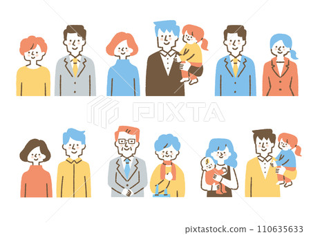 Set of two men and women of various ages_color Set of two men and women of various ages_color 110635633