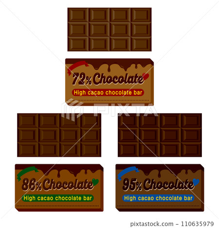 Set of 3 types of high cacao chocolate bars 110635979