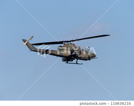 Anti-tank helicopter AH-1S Cobra in flight Anti-tank helicopter AH-1S Cobra in flight 110636216