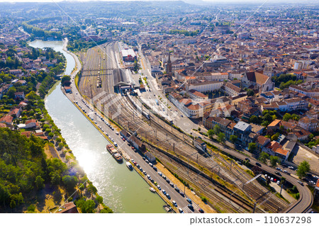 Aerial view on the city Agen. 110637298