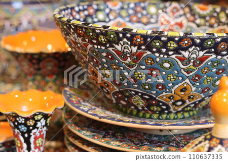 Mosaic art plates sold at Shiraz market Mosaic art plates sold at Shiraz market 110637335