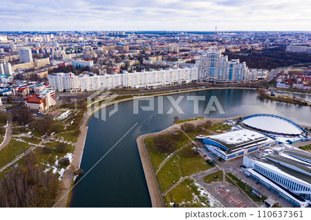 Downtown Minsk on Svislach river Downtown Minsk on Svislach river 110637361