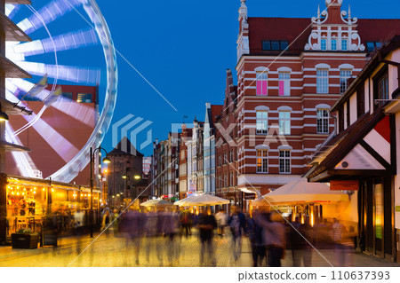 Image of night light of streets of Gdansk 110637393