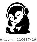 戴著耳機睡覺的企鵝的圖標 110637419