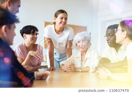 Different people studying foreign languge together 110637470